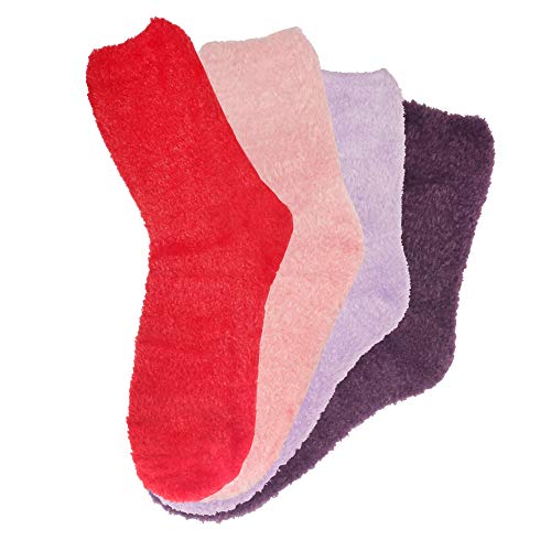 Image of BambooMN Women's Super Soft and Cozy Feather Light Fuzzy Socks - Multiple Color Options - Two Sizes - Value Packs