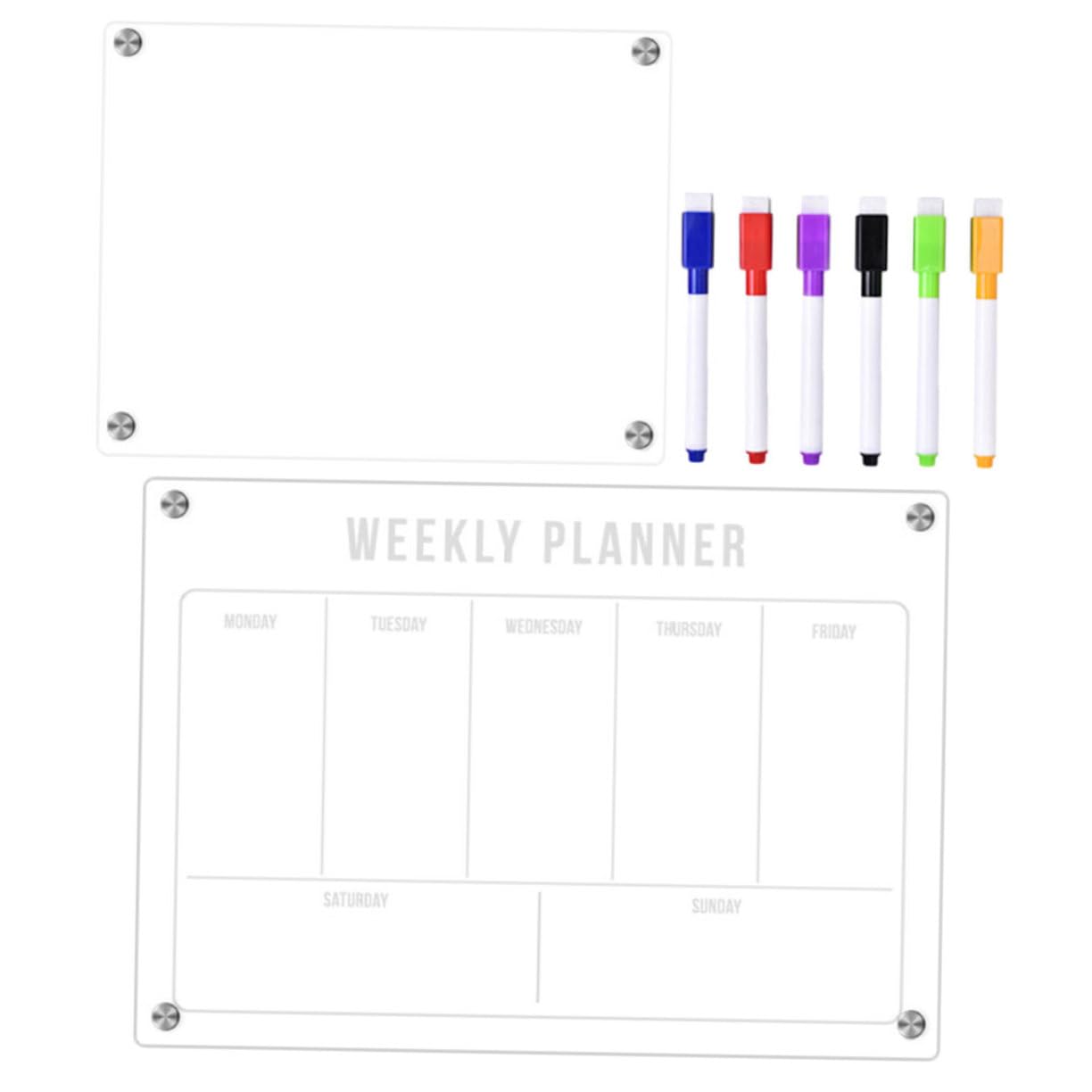 NUOBESTY Wochenplaner Magnetisch Abwischbar mit Kalender-whiteboard aus Acryl für Kühlschrank als Planer Kühlschranktafel mit Magnetafel Kühlschrankkalender