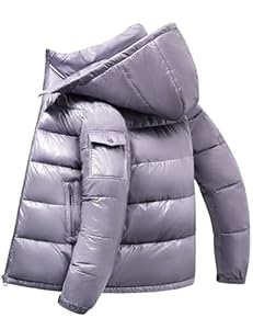 heekpek Herren Winterjacke Outdoor Steppjacke Herren Parka Jacken Männer Warme Winddicht Wasserdicht Puffer wintermantel mit Kapuze, Grau-violett, L