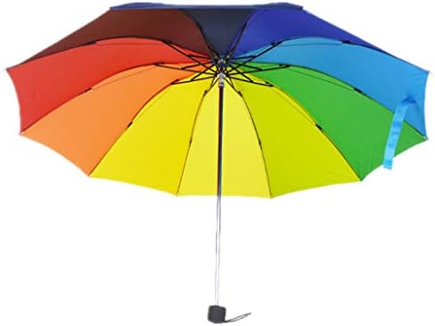 Veroda 45 inch Travel Umbrella Compact Folding Rain Sun Protection UV Protective Rainbow Umbrella Parasols