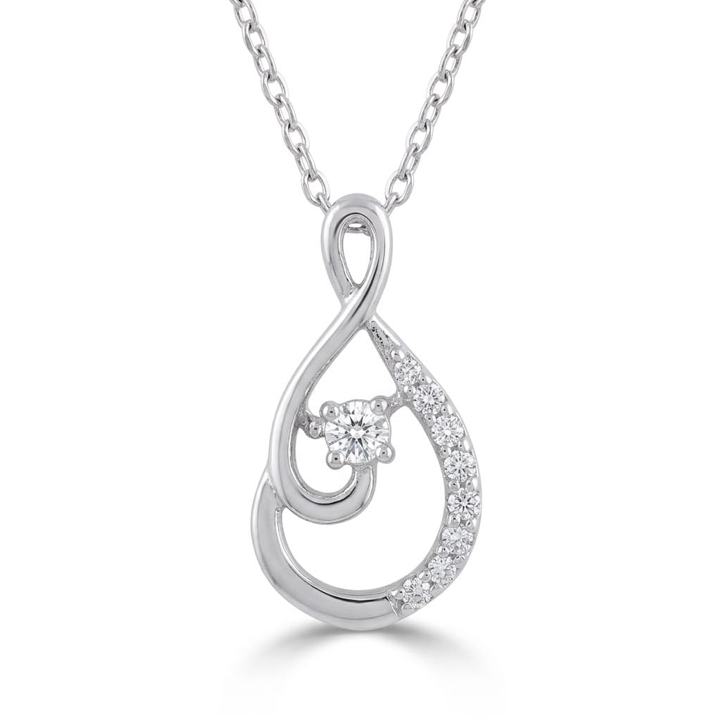 Sterling Dewdrop 92.5 Sterling Silver Pendant for Women | Infinity Drop Design with Cubic Zirconia Stones | Elegant Daily Wear & Gift Jewellery | Hallmarked Silver Pendant-image-25