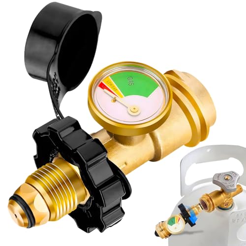 Practical Gas Bottle Level Indicator Gas Bottle Level Indicator Leak Detector Brass Fittings with Qcc1/Type 1 Connection Universal Gases Leak Detector Replacement Parts for BBQ RV Heater-