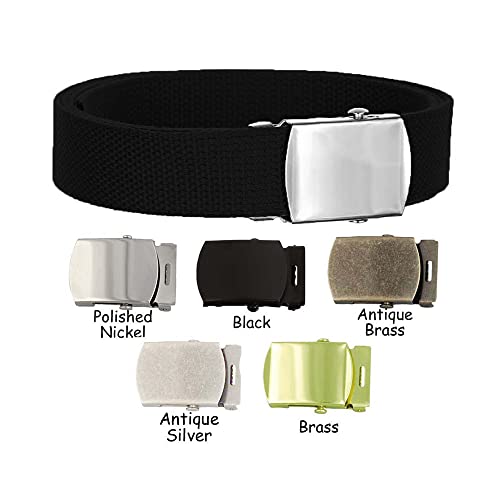 Canvas Belt Military Style - Black Belt- Choose Size and Buckle Color2