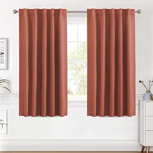 Image of H.VERSAILTEX Blackout Curtains Thermal Insulated Window Treatment Panels Room Darkening Blackout Drapes for Living Room Back Tab /Rod Pocket Bedroom Draperies (2 Panels, Orange, 42 x 54 Inch)