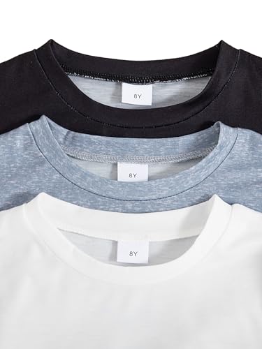 Girls Short-Sleeve Graphic T-Shirts Crewneck Kids Tee Tops, Girl Summer Casual Clothes Outfit 3 Packs4