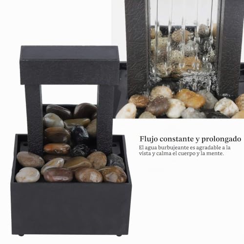 Miniatura 3 de Wakects Fuente De Escritorio Para Interior, Cascada, Led, Con Cascada, Con Rocas De Río, Usb, 16,5 X 11 X 9 Cm