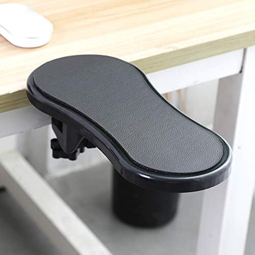 Computer Arm Rest for Desk, Adjustable Ergonomic Wrist Rest Support for Keyboard Armrest Extender Rotating Mouse Pad Holder Desk Extender Arm Wrist Rest Shelf for Table, Office, Chair, Desk, Black