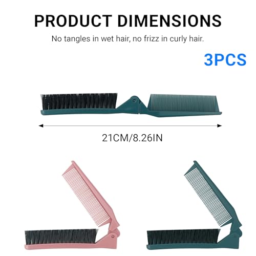 Cepillo de Pelo Plegable 3 Pzs para Viaje miniatura 2