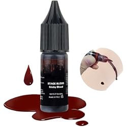Go Ho Dripping Fake Blood Washable(0.27 oz),Edible Fake Blood Realistic Effect Sticky Vampire Blood Makeup for Eyes Drips Teeths Mouth Nose Bleeds,Halloween Cosplay SFX Zombie Vampire Makeup,Dark