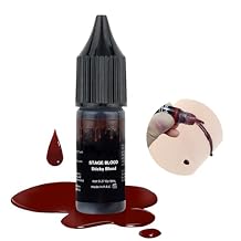 Go Ho Dripping Fake Blood Washable0.27 oz,Edible Fake Blood Realistic Effect Sticky Vampire Blood Makeup for Eyes Drips Teeths Mouth Nose Bleeds,Halloween Cosplay SFX Zombie Vampire Makeup,Dark
