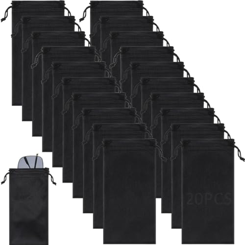 COYUN Pack de 20 fundas suaves de microfibra para gafas, planas, para guardar gafas de sol, funda para gafas, funda para gafas de sol