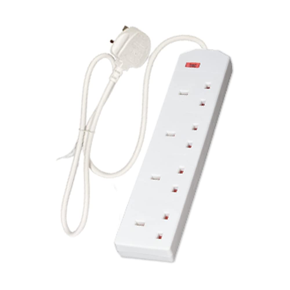 1ABOVE 4 Gang Way 1m Power Adapter, Multi Socket Mains Strip White Extension Lead UK Pin Plug and Cable, (4 GANG 1M, WHITE)