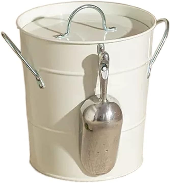 Ice Bucket 3.5 Liter Double Wall Ice Bucket Insulated Buckets with Lid and Scoop Thickened metal, Party Beverage Tub for Home Kitchen Parties Cocktail Bar Beverage Ice Tub(White)