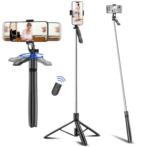 Image of Celfiexpt 71 inch Selfie Stick Tripod 360 Degree Rotation Anti Shake Handle Long Tripod Stand with Bluetooth Remote for Mobile Phone Multi-Function Selfie Stick for iPhone Android Phone Camera Gopro