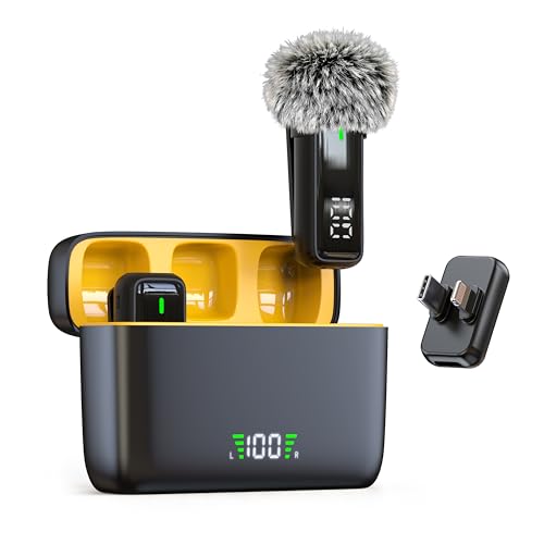 NPTCL Mini Wireless Lavalier Lapel Microphone for iPhone Android Phone - Noise Canceling Clip on Microphone, 2 in 1 USB C & Lightning Lav Mic for Audio Recording Tiktok Instagram Voiceover
