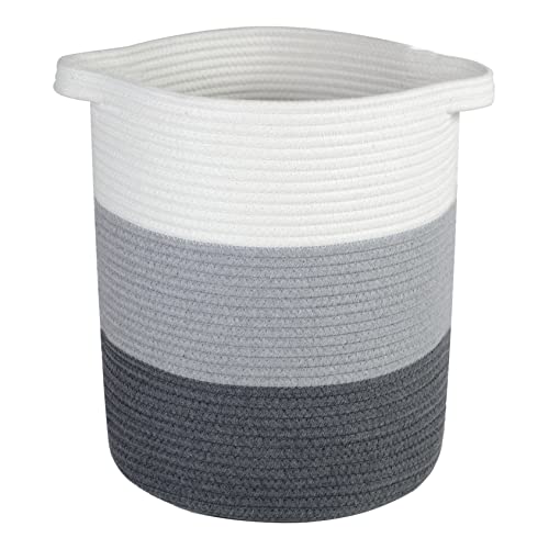 Cesta de Cuerda de Algodón Grande Resistente de Almacenamiento Tejida con Asas, 32x32x38cm, para Guardar la Ropa, las Toallas y los Juguetes, para Decoración de Dormitorios, Baños y Guarderías Cover