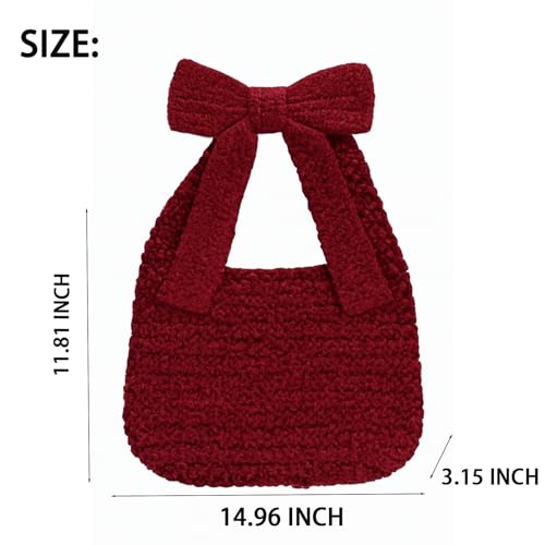 Bow Purse Crochet Tote Bag Woven Bow Shoulder Handbag with Cute Bowknot Christmas Purse Trendy Gift Women Daily2
