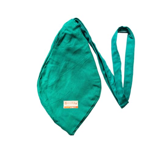 Image of Pure Cotton Chanting Bag or Gomukhi Japa Mala Bag or Cotton Bead Bag with Sakshi Mala Counter (Green)