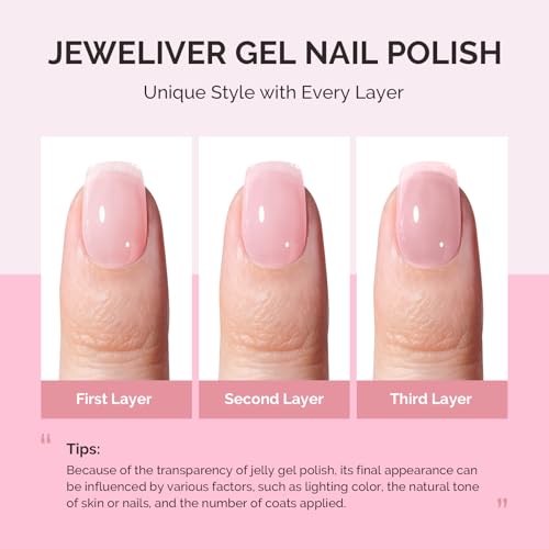 Image of MelodySusie Jeweliver Gel Nail Polish, 0.5Fl.oz light Fairy Floss Gel Polish Pink Color Soak Off UV LED Light Cure Gift for Women Manicure Nail Art DIY at Home B6608