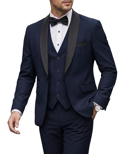 MY'S Mens 3 Piece Tuxedo Set with Bow Tie