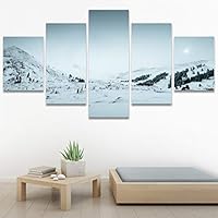 SIGNWIN 5 Panel Canvas Wall Art Snow Mountain for Home Decorations Ready to Hang - 60