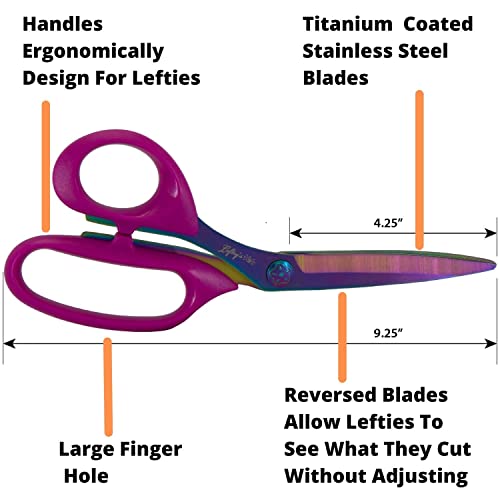 Lefty’s Left Handed Scissors - Stainless Steel Durable Blades - Great For Sewing, Cutting Fabric, Kitchen, General Purpose, School Items - Gifts For Left-Handed People, Adults, Student, Men And Women #TOP2