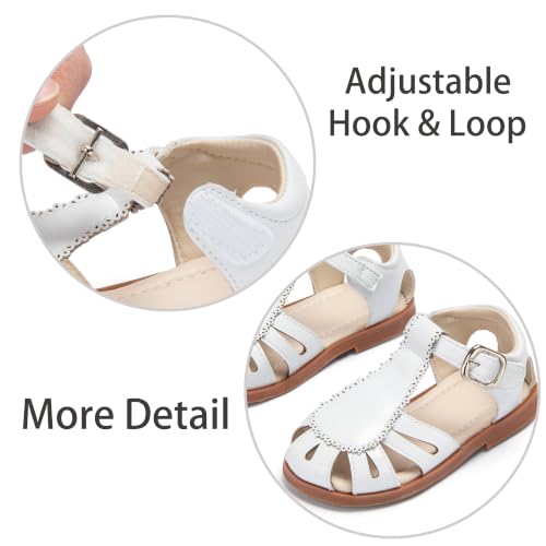 Image of ESTINE Toddler Girls Little Kids Close Toe Sandals - Flower Girl Dress Flats Summer Shoes