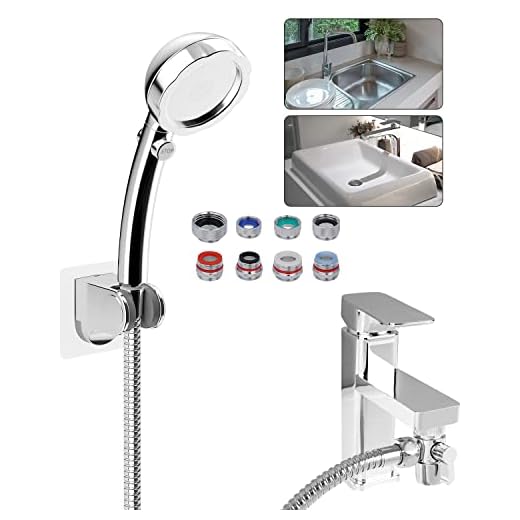 Sink Hose Faucet Sprayer Attachment, Faucet Extension with 8 Adapters for Bathroom Faucet, Kitchen Faucet, Garden Hose, Handheld Showerhead, Shower Hose & Holder, Bathroom Sink Sprayer Rinser