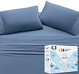 Finest Bedsheet King Size Set, Soft 100% Cotton Cooling Sheets Deep Pockets Snug Fit Elastic, 500 Thread Count, 4-Piece Sheet Set, Sheet Sets for Bed (Solid - Fresh Navy Blue)
