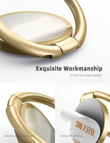 Image of Mizi Cell Phone Ring Holder Finger Grip Stand - 360 Rotation Metal Kickstand for Magnetic Car Mount, for All Smartphones & Tablets - Gold