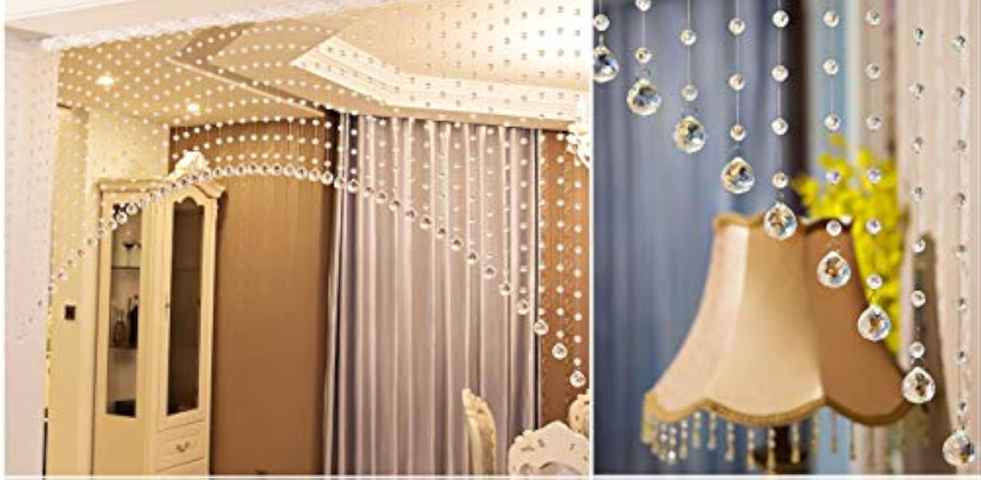 Fancy Sparkling 9 Feet Wide Arch Bead Hanging Curtain