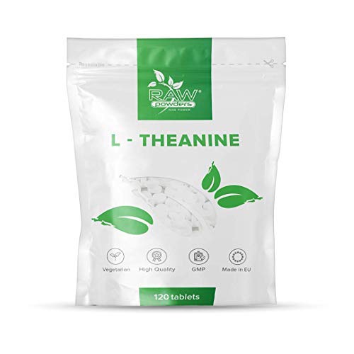 L Theanin 200 Mg 120 Tabletten Hochdosiert - L-Theanin Nootropisches Präparat - Vegan und Vegetarisch - Konzentrations Tabletten - Energieschub - Nervensystem - Von Raw Powders Cover