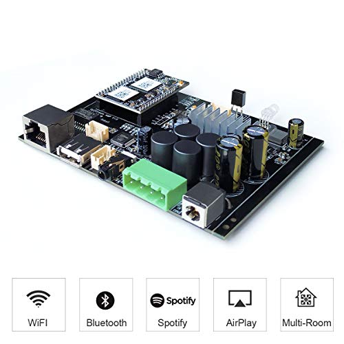 WiFi&Bluetooth 5.0 with 50+50W 21V DC/2.0 HiFi Stereo Channel Multiroom Streaming Amplifier Board