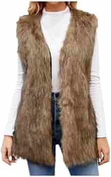 duxyoz Faux Fur Gilet Vrouwen VK Plus Size Pluizige Nep Bont Vest Mouwloos Elegante Harige Vesten Lichtgewicht Casual Bodywarmer Vest Gezellige Fleece Gilet Luxe Shaggy Warme Jas Buitenkleding, 01 Wit