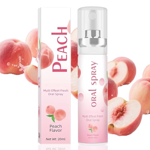 Fruit Oral Breath Spray for Adults,Bad Breath Treatment & Dry Mouth Relief,Long-Lasting Fresh Breath Freshener & Moisturizing Saliva Spray,Oral Care Mouth Spray Freshener,Tongue Cleaner（Peach）