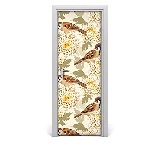 Etiqueta de la puerta extraíble 85x200 cm autoadhesiva y lavable pájaros de oro 2