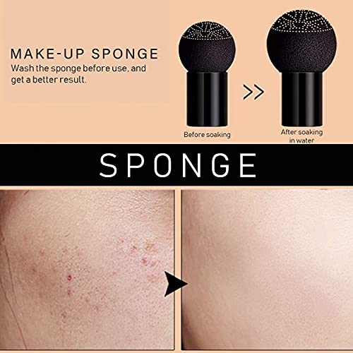 2 Pcs Air Cushion Cc Cream Mushroom Head Foundation, Amazfly Moisturizing Bb Cream Makeup Long Lasting Matte Concealer Bright Makeup Base Long Lasting With Mushroom Makeup Sponge And Powder Brush (Natural) #TOP3