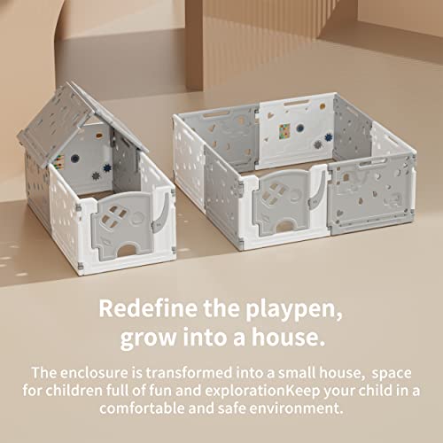 Baby Playpen Kids Activity Centre Safety Play Yard Home Indoor Outdoor New Pen (Multicolour) (White) (Grey)