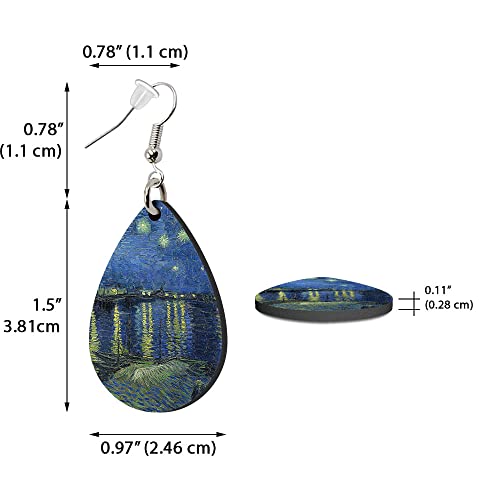 WIRESTER 5 Pairs Waterdrop Pendant Earrings Drop Dangle Earrings Fashion Jewelry Accessories For Girl Women, Lovely Designs, Cute Animal, Cat, Dog, Pig, Cow, Turtle, Sunflower Van Gogh, Galaxy, Marble3