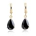 Produktbild Tropfenform Ohrhänger Ohrringe mit Schwarz Österreichische Zirkonia Kristalle 18 kt Vergoldet für Damen