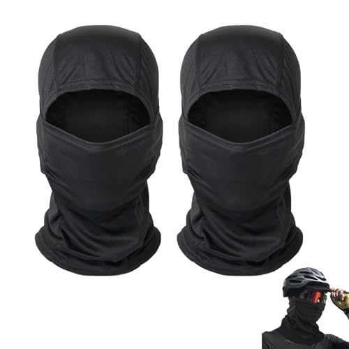 Rumgug 2Pcs Balaclava Face Mask, Black, Adults, Unisex-Adults, Unisex, Loose Fit, Lightweight, Breathable, UV Protector, Sun Protection, Athletic Style, Polyester Fabric, Autumn, Summer