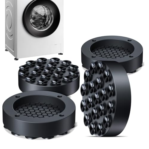 Anti Vibration Pads for Washing Machine with Strong Adsorption Suction Cup, 4 Pack Non-Slip Rubber Stabilizer Support Feet Mat for Washer and Dryer Machine, Noise Dampening, Stop Washer Dryer Walking