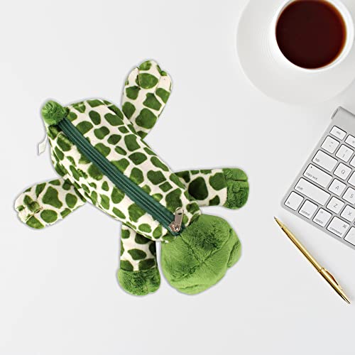 Image of Minache Women Animal Tortoise Plush Stationery Pouch Pen Pencil Case Ladies Cosmetic Bag