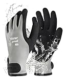 PACIFIC PPE 100% Waterproof Gloves for Men and Women, Winter Work Gloves for Cold Weather, Touchsreen, Thermal Insulated Freezer Gloves, Grey, Large