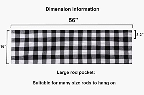 Jola's House 2 Pack Buffalo Check Plaid Window Valances White And Black Light Filtering Farmhouse Design Window Curtains Decor Treatment Rod Pocket Drapes For Kitchen/Living Room 56" X 16" #TOP5
