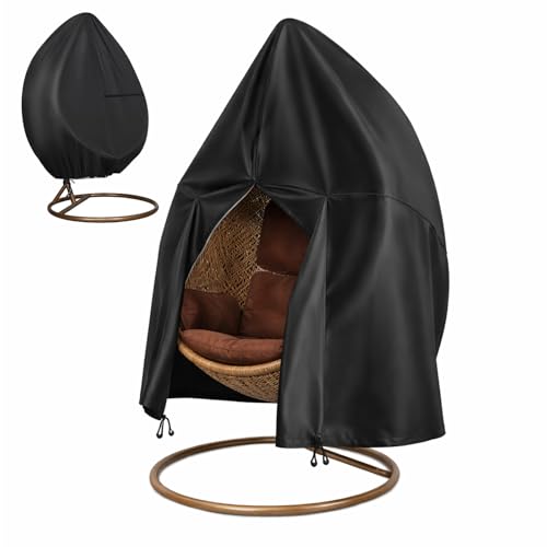 M.J COMFY-LIFE 420D Heavy Duty Oxford Egg Chair Protector Waterproof UV Resistant & Windproof Hanging Outdoor Garden Cover with Zipper & Adjustable Straps (190*115cm)