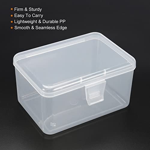 Image of PATIKIL Clear Storage Container with Hinged Lid 120x85x65mm, 4 Pack Plastic Rectangular Box for Beads Art Craft
