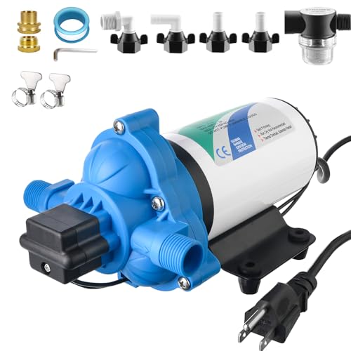 110V AC Electric High Voltage Diaphragm Pump, 4.0GPM, 45PSI, In line Water Transfer Pump, Camping Water System, Garden Hose and Pump Demand Water Pressure Boosting Pump