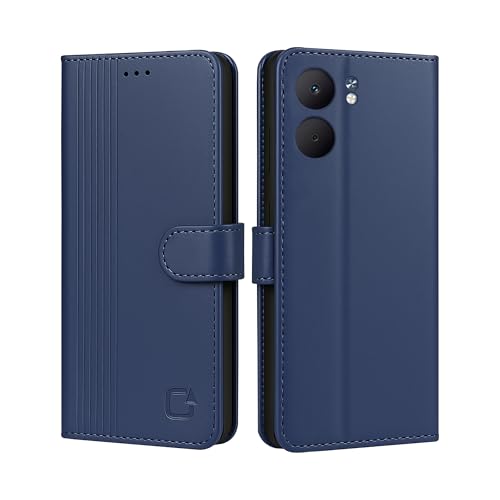 Image of AIBEX Shock Proof Flip Compatible for Oppo A5X 5G Flip Cover Leather Finish | Inside TPU with Card Pockets | Wallet Stand | Complete Protection Flip Case - Blue