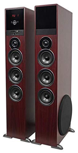 Rockville TM150C Cherry Powered Home Theater Tower Speakers 10" Sub/Bluetooth/USB - Thumbnail 4